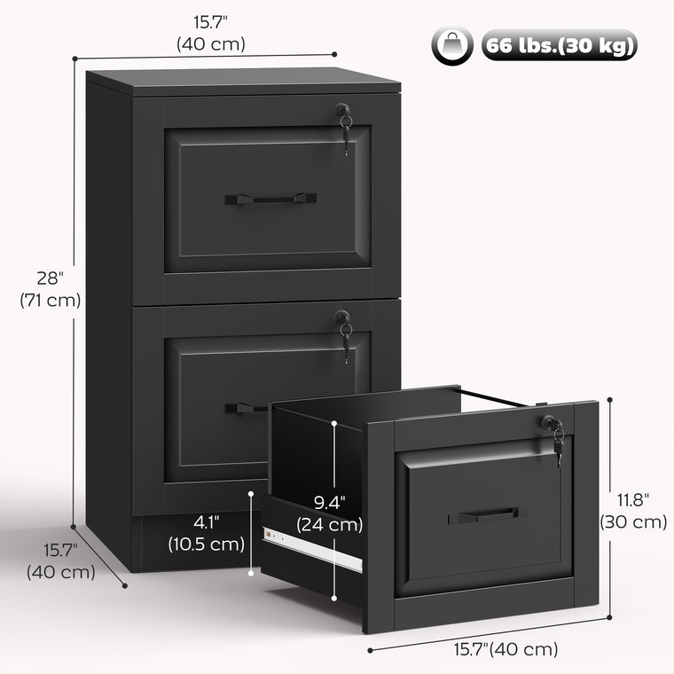 2-Drawer Vertical Filing Cabinet with Lock