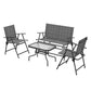 Outdoor 4 Pieces Patio Furniture Set, Garden Set with Two Foldable Armchairs, a Loveseat & Glass Top Table, Mixed Grey