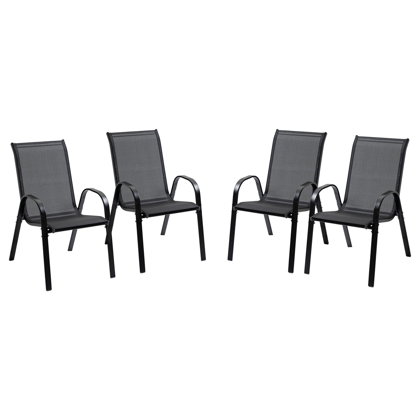 4-Piece Outdoor Dining Chair for Relaxing on Patio Balcony Garden, Comfortable Outdoor Furniture with Armrests, Black