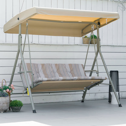 3-Seat Porch Swing Glider with Adjustable Canopy