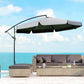 11FT Offset Hanging Patio Umbrella Cantilever Umbrella with Easy Tilt Adjustment, Cross Base and 8 Ribs for Backyard, Poolside, Lawn and Garden, Dark Grey