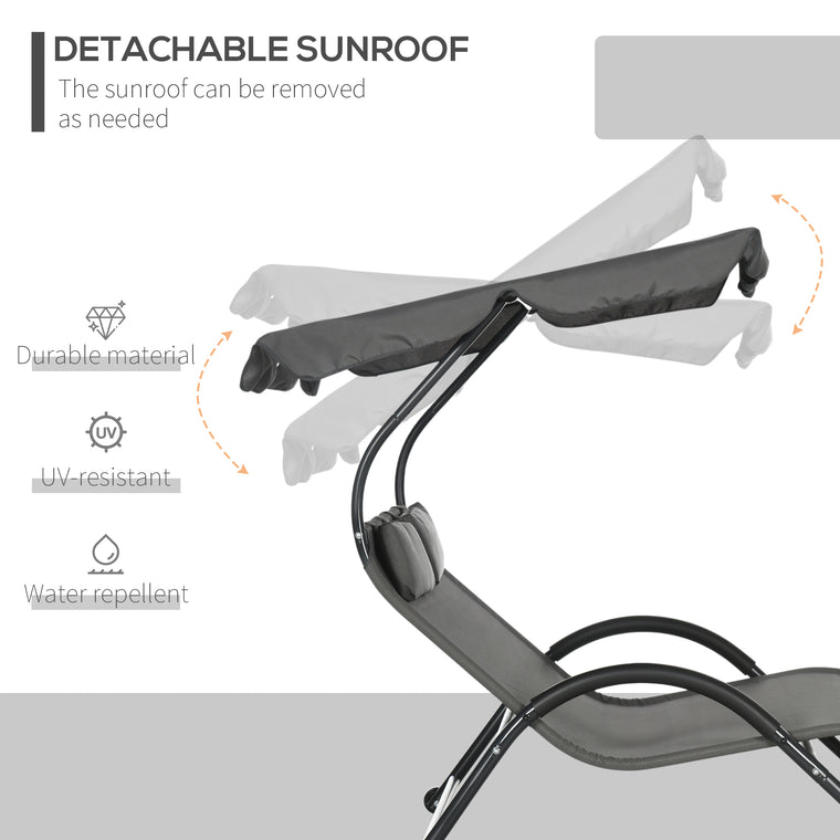 Dark Gray Chaise Lounge Chair with Sunshade Roof
