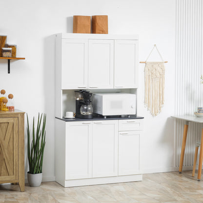 71" Kitchen Pantry Cabinet with Hutch - High Gloss White