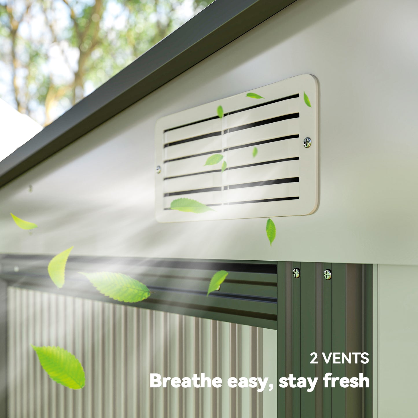 5x7 Garden Shed, Lean-to Metal Storage with Foundation, Sliding Door & 2 Vents for Garden Tools, White
