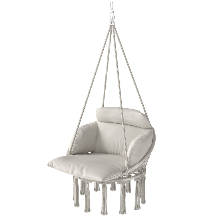 Boho Hammock Swing Chair with Cushion and Chain