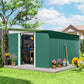 11' x 9' Steel Garden Storage Shed, Outdoor Metal Tool House with Double Sliding Doors & 2 Air Vents, Green