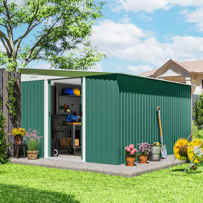 11' x 9' Metal Tool Shed with Double Sliding Doors and Air Vents