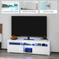 Modern TV Stand with Storage and LED Lights for TVs up to 55", TV Cabinet with Open Compartments, High Gloss White