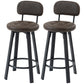 Bar Stools Set of 2, Upholstered Breakfast Bar Chairs with Footrest and Backrest for Kitchen Counter, Brown
