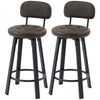 Upholstered Bar Stools Set of 2 with Backrest - Brown