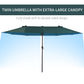 15ft Double-sided Patio Umbrella with Twin Canopy, Extra Large Outdoor Parasol with Crank for Pool, Deck, Market, Dark Green