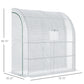 7' x 3' x 7' Outdoor Lean-to Walk-In Greenhouse w/ Roll-up Mesh Windows, Zipper Door and 3-Tier Shelves, White