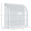 7' x 3' x 7' Outdoor Lean-to Walk-In Greenhouse w/ Roll-up Mesh Windows, Zipper Door and 3-Tier Shelves, White