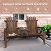 Carbonized Wood Adirondack Bench with Coffee Table