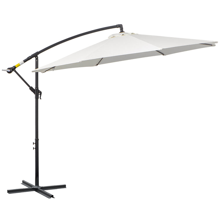 9.7ft Cream Offset Cantilever Parasol with Crank & 8 Ribs