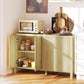 47" Buffet Cabinet with Storage, Fluted Sideboard with Push to Open Design, 2 Adjustable Shelves and 4 Doors, Natural