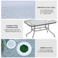 Metal Garden Dining Table with Umbrella Hole, Outdoor Patio Table with Tempered Glass Top, 47.25" x 31.5"
