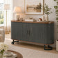 Fluted Sideboard Buffet Cabinet, 55" Modern Coffee Bar Cabinet with Sliding Doors and Adjustable Shelves, Black