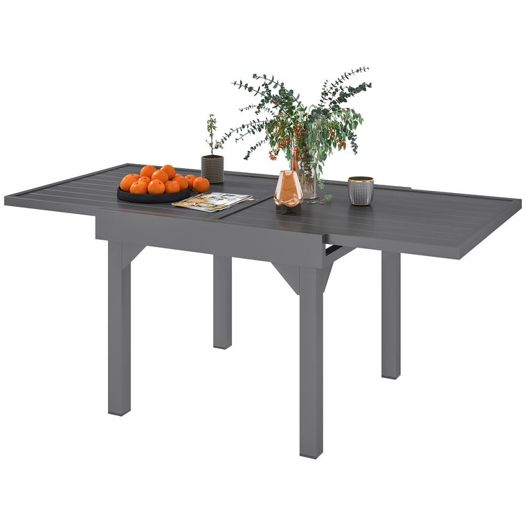 35"-71" Extendable Aluminum Dining Table, Slatted Top