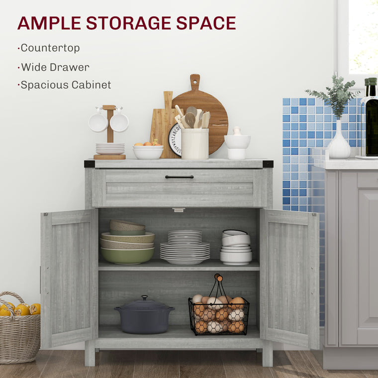 Farmhouse Sideboard Buffet with Barn Doors - Grey