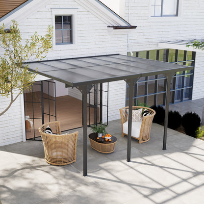 10' x 12' Grey Hardtop Pergola with Polycarbonate Roof