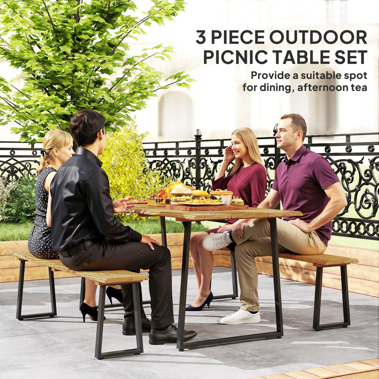 6-Person Picnic Table & Bench Set with Umbrella Hole