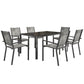 7 Piece Outdoor Dining Set with 6 Stackable Chairs, Rectangle Table, WPC Slatted Top, Rust-Resistant Steel Frame