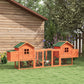 123" Extra Large Chicken Coop Wooden Poultry House Rabbit Hutch Hen Backyard with Outdoor Run Ramps and Nesting Boxes, Orange