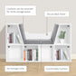 6-Cubby Bookcase with Seat Cushion, Cube Storage Shelf with Reading Nook for Home Office, Study, Grey