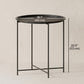 18" Outdoor Side Table with Removable Tray and Folding Legs, Indoor Outdoor for Balcony, Porch, Black