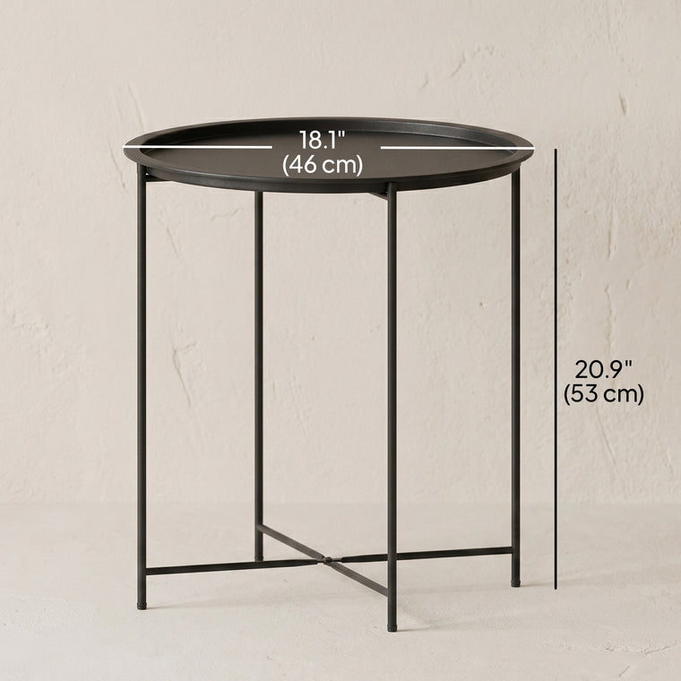 18" Side Table with Removable Tray and Folding Legs