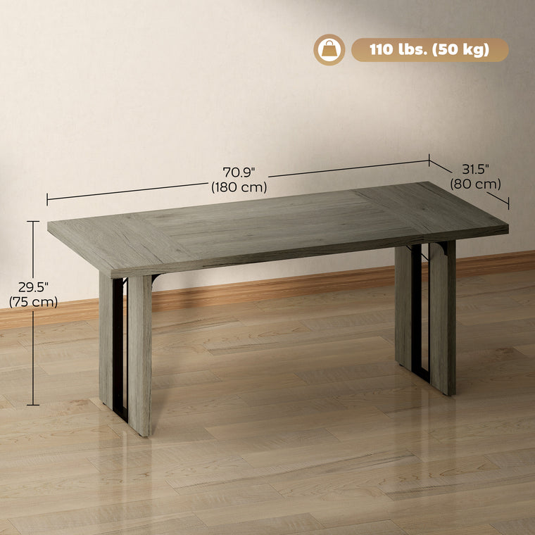 71" Industrial Dining Table Seats 8 - Grey Wood Finish