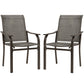 Patio Chairs Set of 2 with Armrest and High Backrest, for Backyard, Balcony, Porch, Poolside, Deck, Garden, Brown
