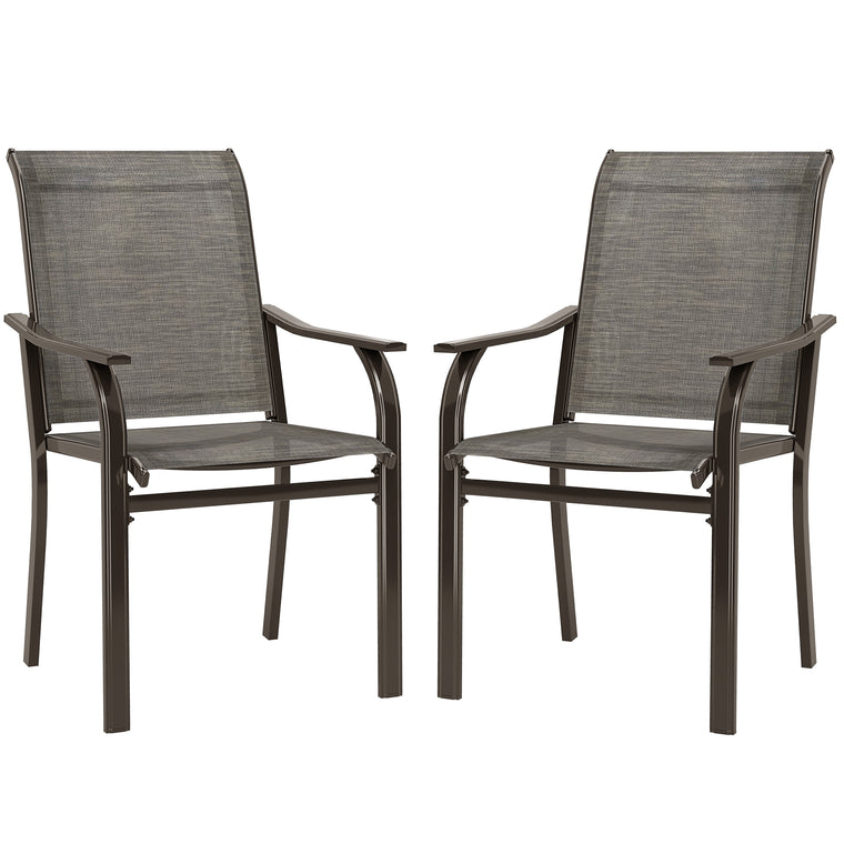 Patio Chairs with Armrest and High Backrest, Set of 2