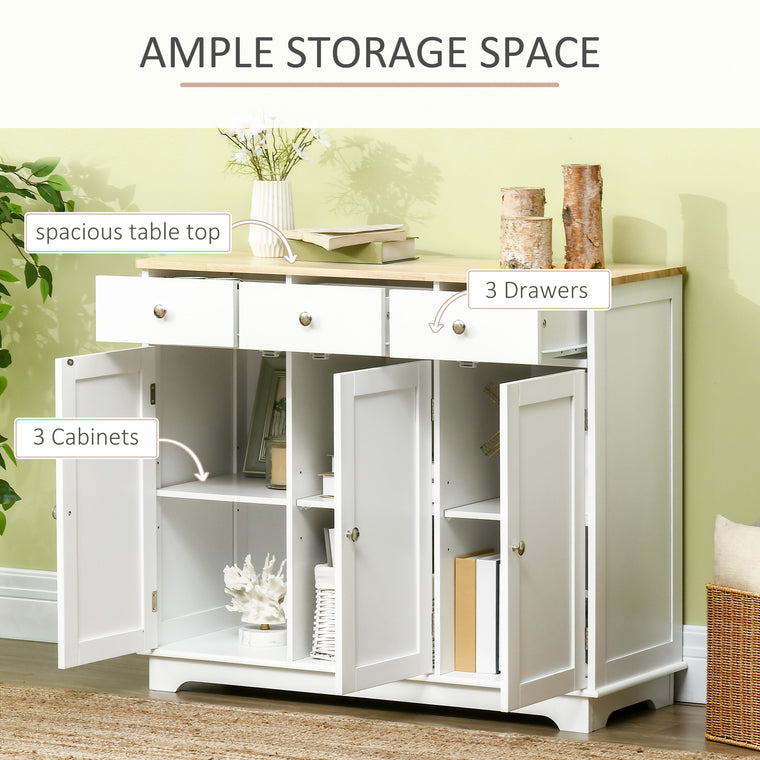 Modern Sideboard Buffet with Drawers and Shelves