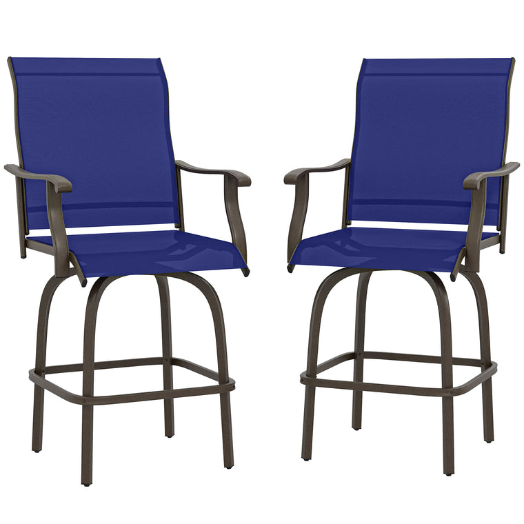 2-Piece Swivel Bar Stool Set with High Back & Armrests