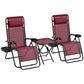 Zero Gravity Chair Set of 2 Patio Chair with Side Table Cupholders and Pillows for Pool, Backyard, Lawn, Beach, Red