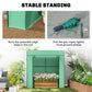 Walk-in Tomato Greenhouse Lean-to Green House with Reinforced PE Cover, Roll-up Door, Mesh Windows, Green