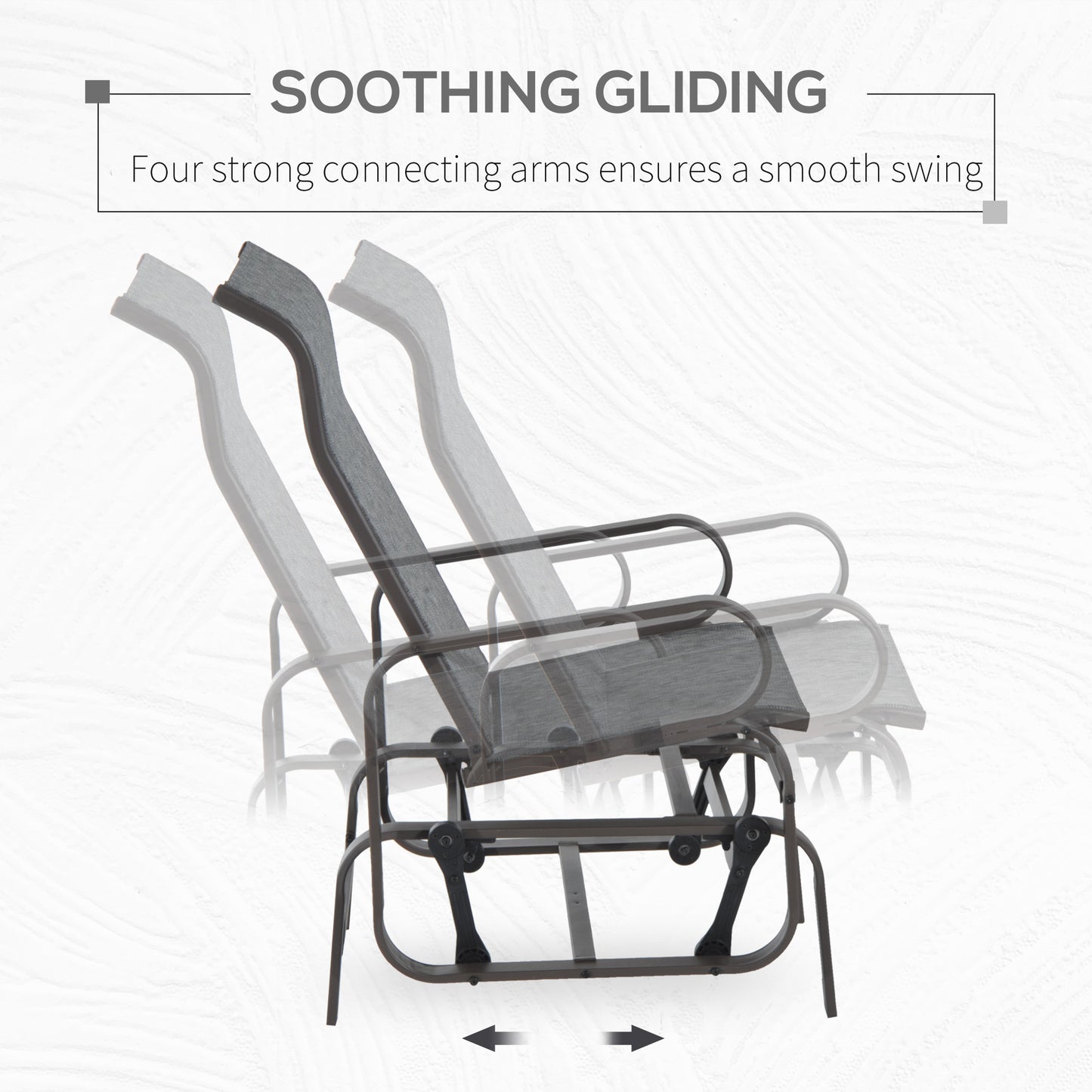 Patio Glider with Breathable Mesh Fabric, Outdoor Glider Chair, Garden Rocking Gliding Seat for Patio, Yard, Porch, Grey