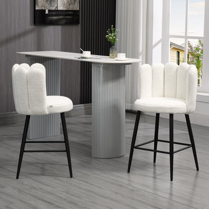 Faux Cashmere Counter-Height Bar Stools Set of 2 - Cream