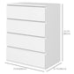 4 Drawer Cabinet, High Gloss Drawer Chest for Bedroom, Chest of Drawers with Metal Runners and Groove Handles, White