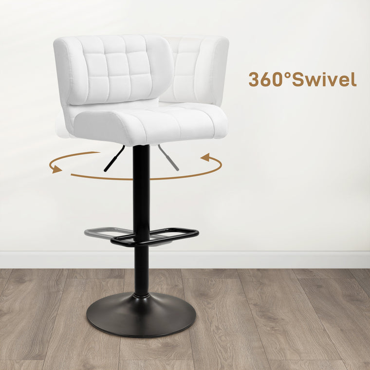 Swivel Bar Stools Set of 2, Adjustable PU Leather