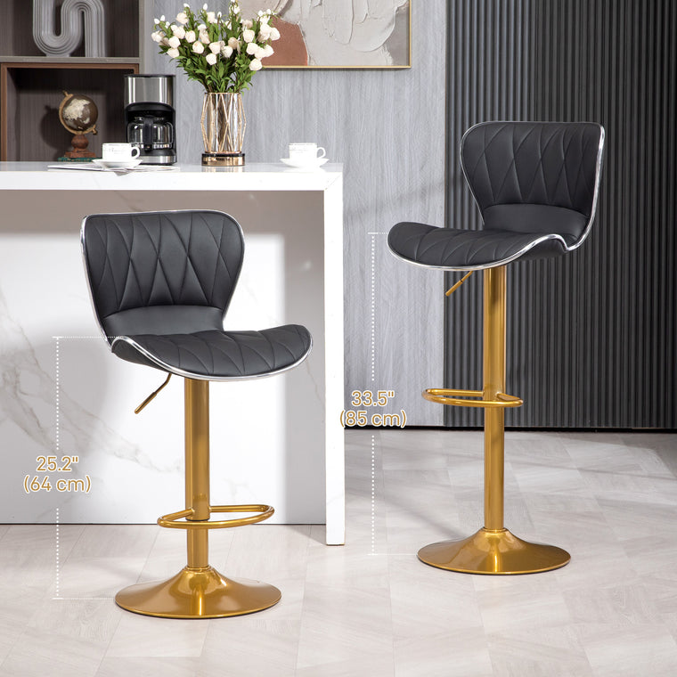 Counter Height Swivel Bar Stools Set of 2, PU Leather