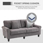 Modern 3 Seater Sofa, Corduroy Fabric 3 Seater Couch with Pine Wood Legs and Rolled Armrests for Living Room, Light Grey