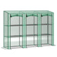 Lean-to Greenhouse with 3 Tier Shelves, Mini Greenhouse with 3 Roll-Up Doors for Indoor Outdoor, Green