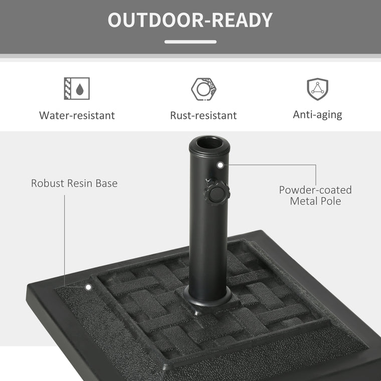 26 lb Black Square Resin Umbrella Base, Heavy Duty