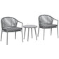 3-Piece Rattan Bistro Set, Garden Seating Group with 2 Armchairs and Coffee Table, Balcony Furniture Set, Grey