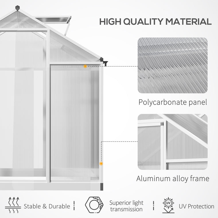 4' x 6.2' x 6.4' Polycarbonate Greenhouse with Aluminum Frame
