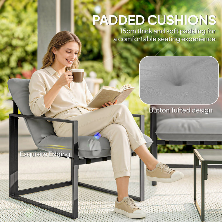 4-Piece Conversation Set with Tempered Glass Table