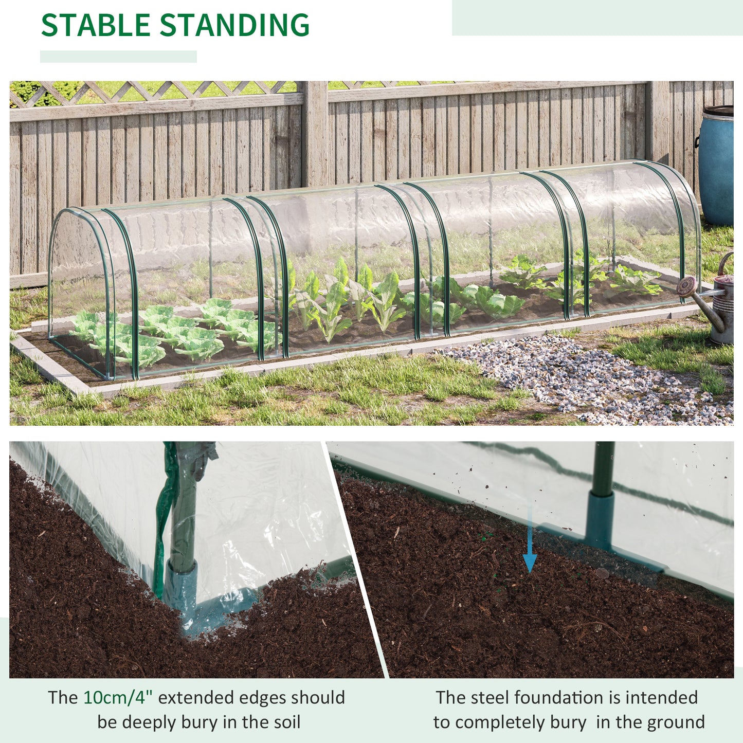 13' x 3' x 2.5' Portable Mini Tunnel Greenhouse with 4 Zipped Doors, Easy Assembly, Clear